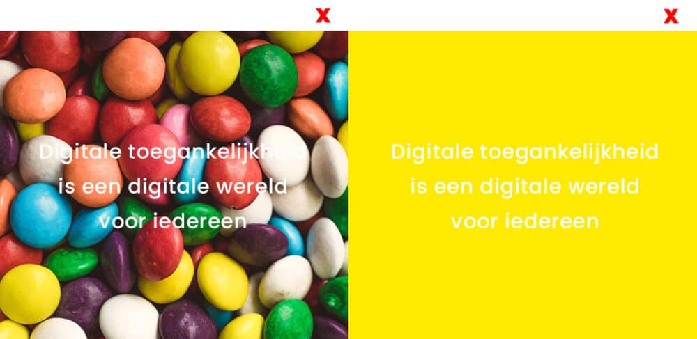 Fout voorbeeld van contrastgebruik op websites
